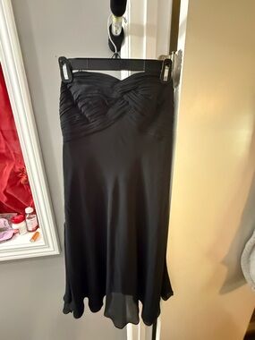 Ralph Lauren Black Strapless Ruched Midi Skirt